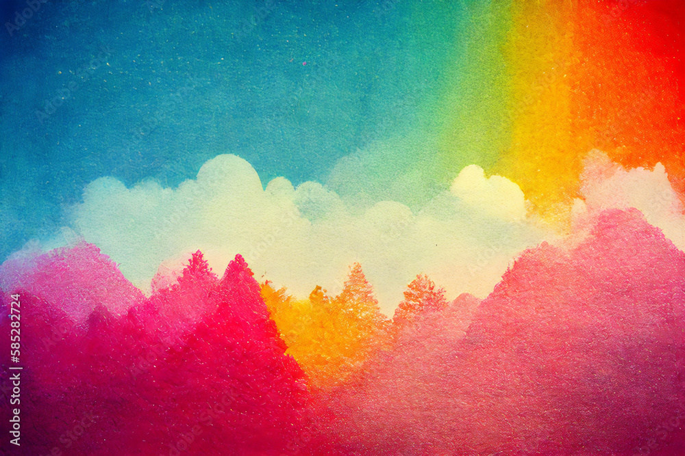 rainbow trees risograph texture background wallpaper art, made with ...