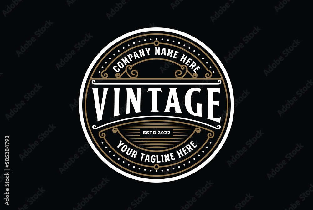 Fototapeta premium Simple Round Vintage Retro Steampunk Badge Emblem Label Stamp Logo Design Vector