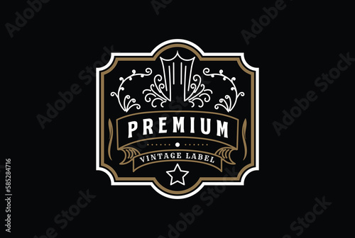 Vintage Retro Premium Quality Badge Emblem Label Stamp Logo Design Vector