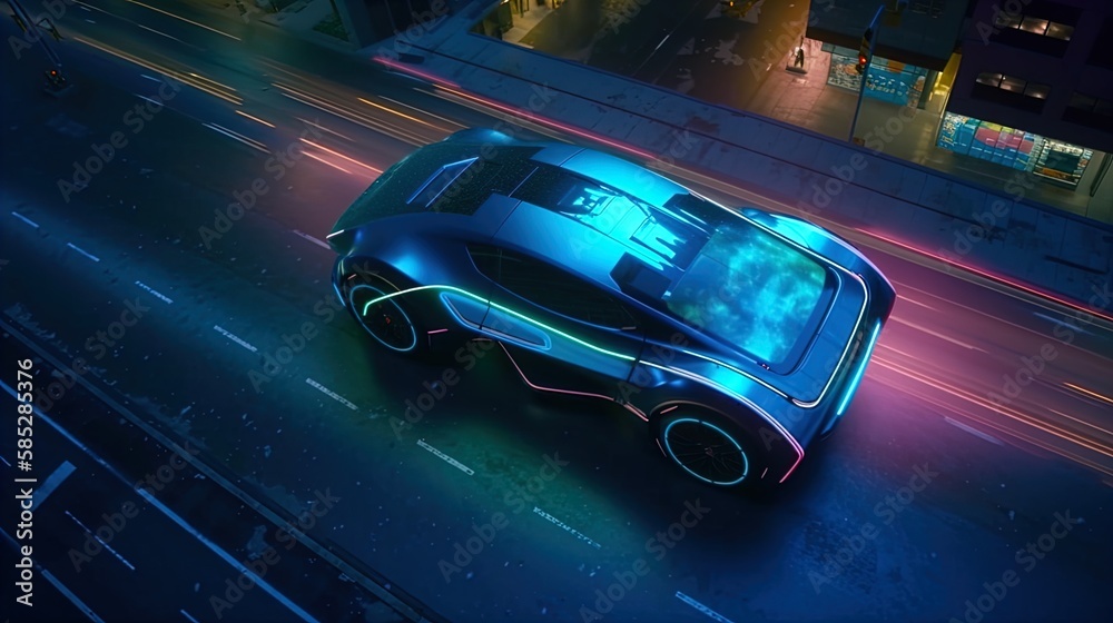 Futuristic Urban Mobility: Autonomous Car in a Neon-lit, Advanced City ...