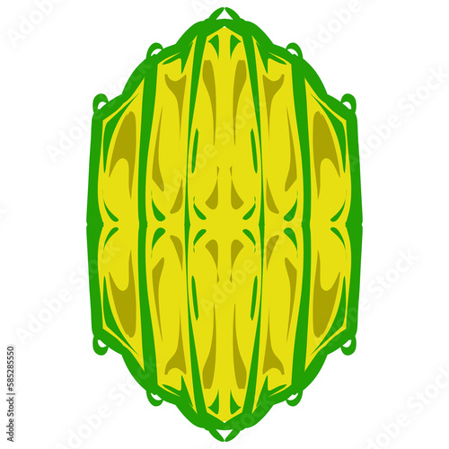 Illustration of a green lantern with a yellow flame on the theme of Ramadan, Eid al-Fitr and Eid al-Adha. Perfect for elements, icons, stickers, tattoos, for wallpapers or backgrounds themed Ramadan 