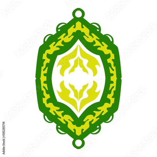 Illustration of a green lantern with a yellow flame on the theme of Ramadan, Eid al-Fitr and Eid al-Adha. Perfect for elements, icons, stickers, tattoos, for wallpapers or backgrounds themed Ramadan 