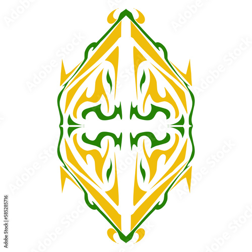 Illustration of a green lantern with a yellow flame on the theme of Ramadan, Eid al-Fitr and Eid al-Adha. Perfect for elements, icons, stickers, tattoos, for wallpapers or backgrounds themed Ramadan 