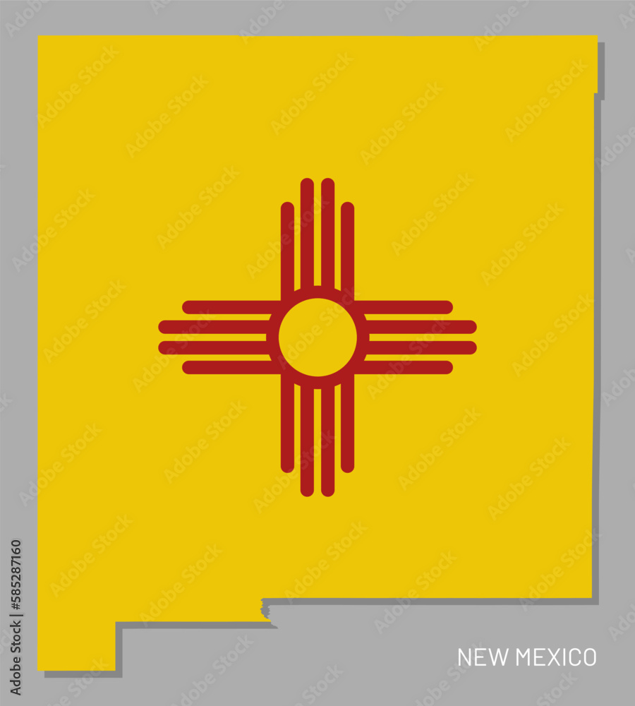 Map Of New Mexico Usa Federal State With Flag Inside Highly Detailed Map Of New Mexico American 9955