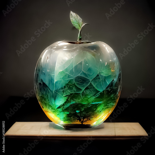 beautiful crystal and glass apple. Apple concept © ProArt Studios