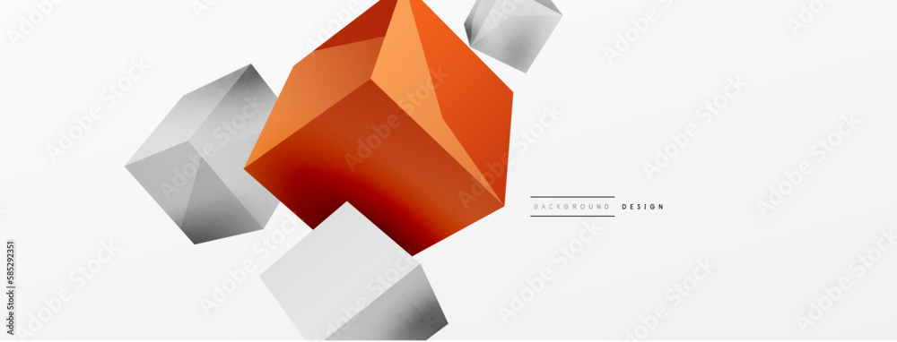 3d vector abstract background. Flying cubes composition. Trendy techno business template for wallpaper, banner, background or landing
