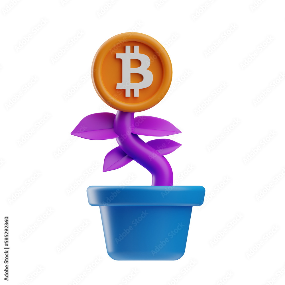 3D Illustration Bitcoin Cryptocurrency growth 3D Illustration Bitcoin Cryptocurrency growth