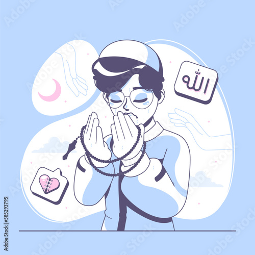 islamic taubah ask for forgiveness illustration