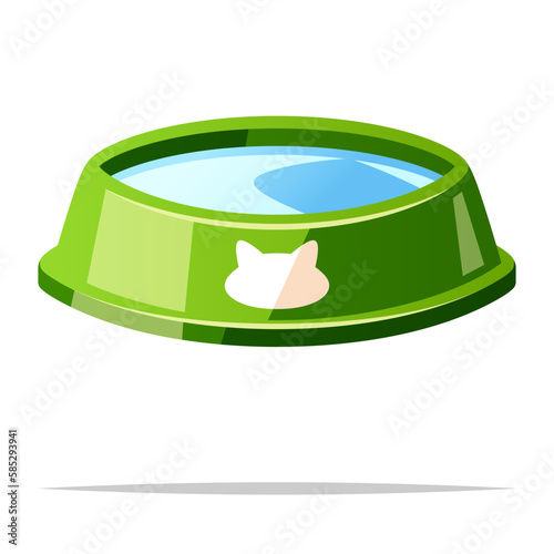 Cat water bowl vector isolated illustration