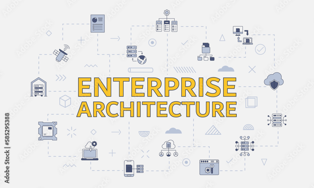 enterprise architecture concept with icon set with big word or text on center