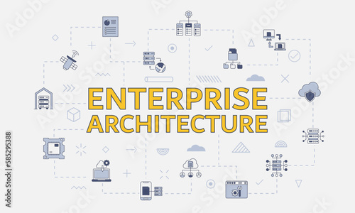 enterprise architecture concept with icon set with big word or text on center