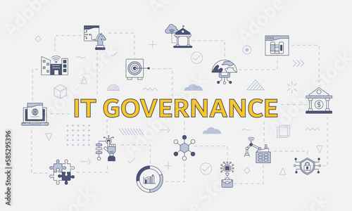 it governance technology concept with icon set with big word or text on center