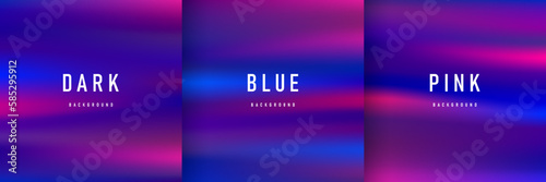 Set of blue and pink gradient blurred background, colourful abstract fluid liquid shape design template. Tech and futuristic scene design. Can use for cover book, template, poster, banner, print ad. photo