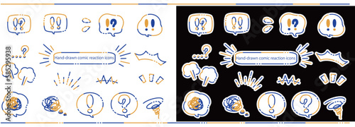 手描きのリアクションアイコン_漫画表現アイコン_セット