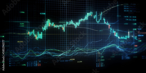 Stock market and trading, digital graph Generative AI