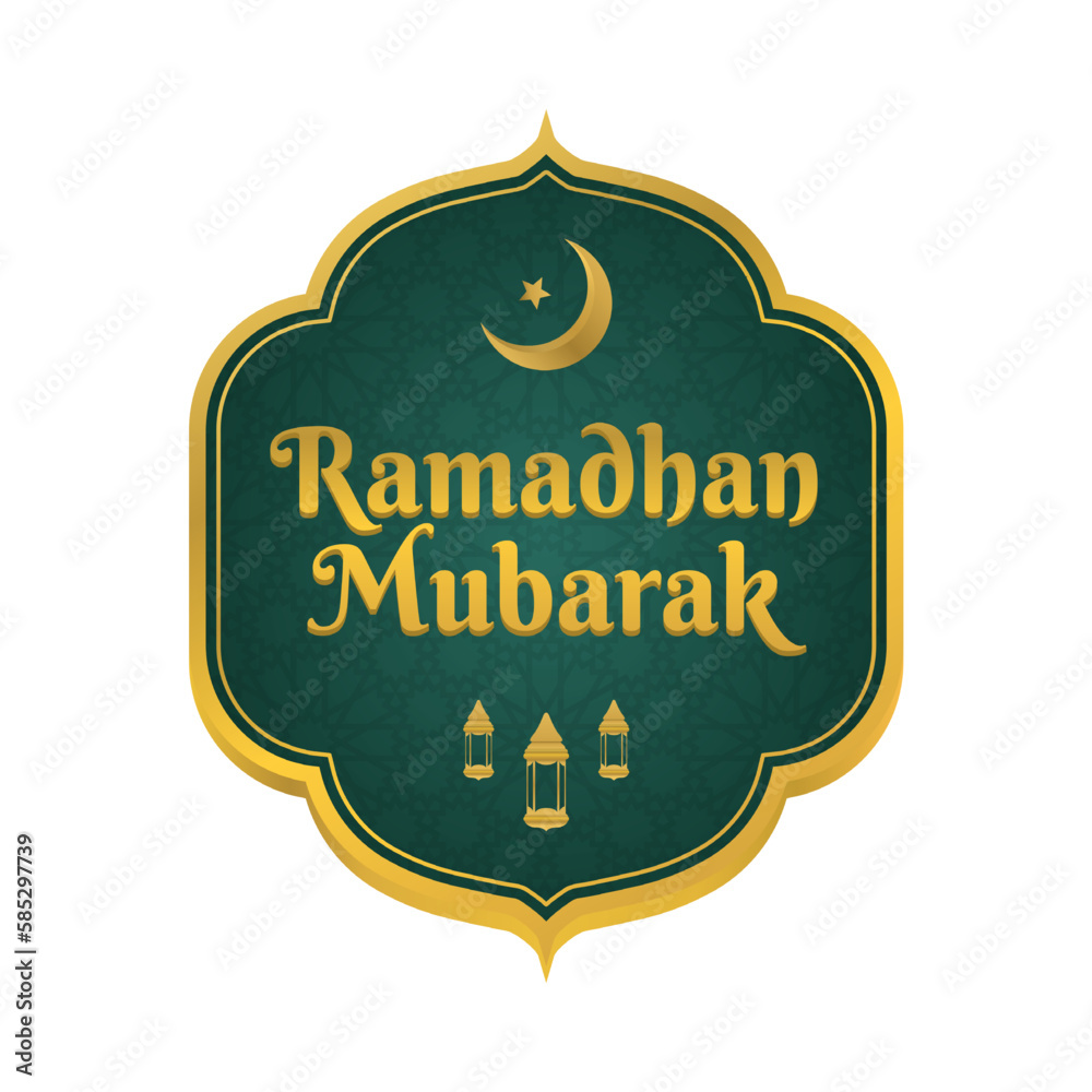 realistic ramadan mubarak greeting badge vector