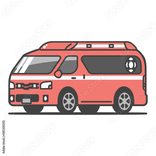 消防車・現場指揮車のイラスト　緊急車両・赤色灯・サイレンを装備・火災現場で命令をする