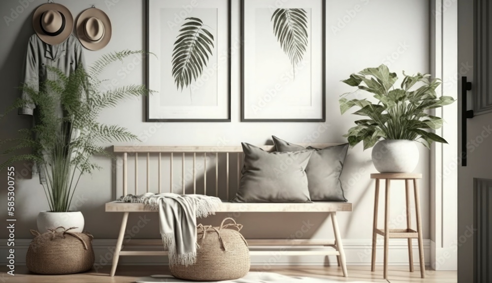 Mockup poster frame on the wall of living room. Luxurious apartment background with contemporary design. Modern interior design. 3D render, 3D illustration, Generate Ai Mockup poster frame on the wall of living room. Luxurious apartment background with contemporary design. Modern interior design. 3D render, 3D illustration, Generate Ai