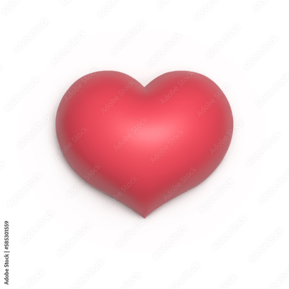 3d rendering Valentine heart isolated on white background. Vector illustration.