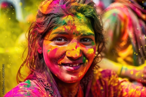 portrait of a person with a mask Hodi colorful decoration festival. 