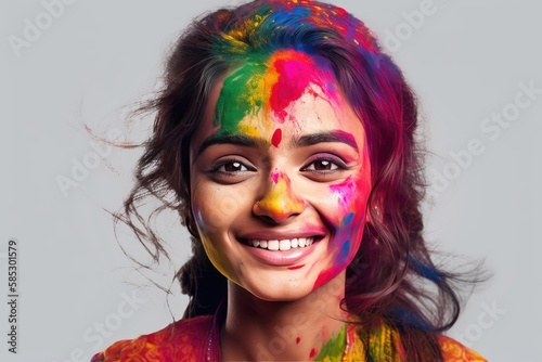 Hodi decoration festival. portrait of a woman with colorful makeup