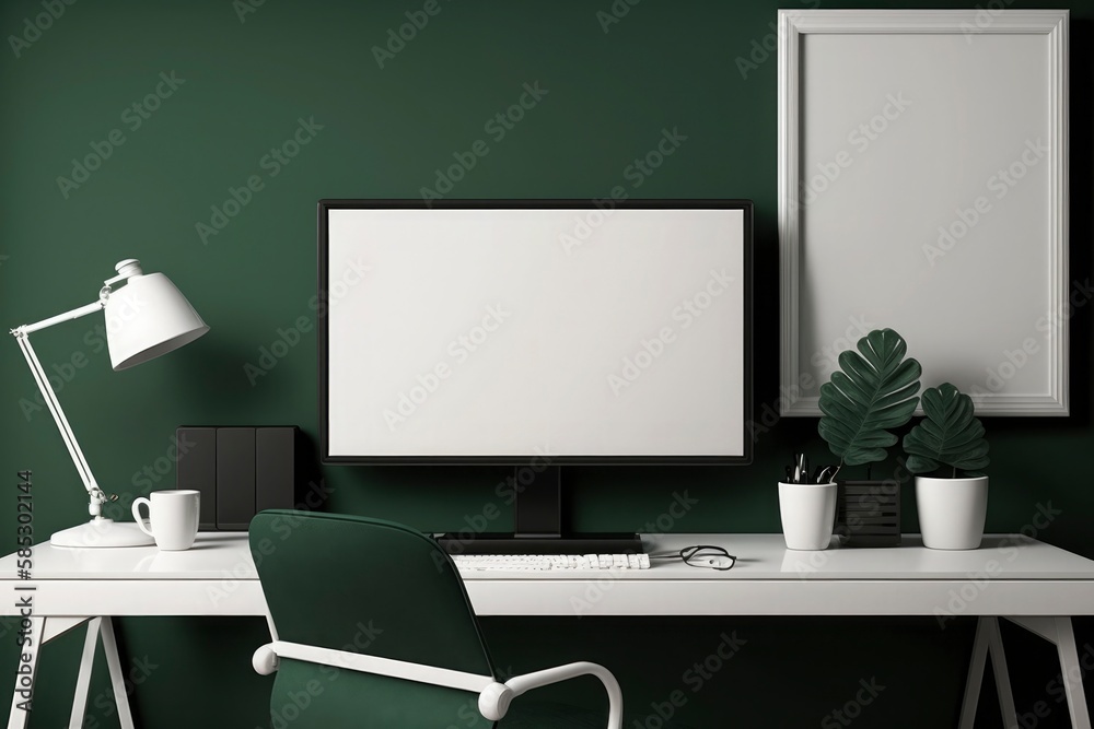 Mockup poster frame on the wall of living room. Luxurious apartment background with contemporary design. Modern interior design. 3D render, 3D illustration, Generate Ai