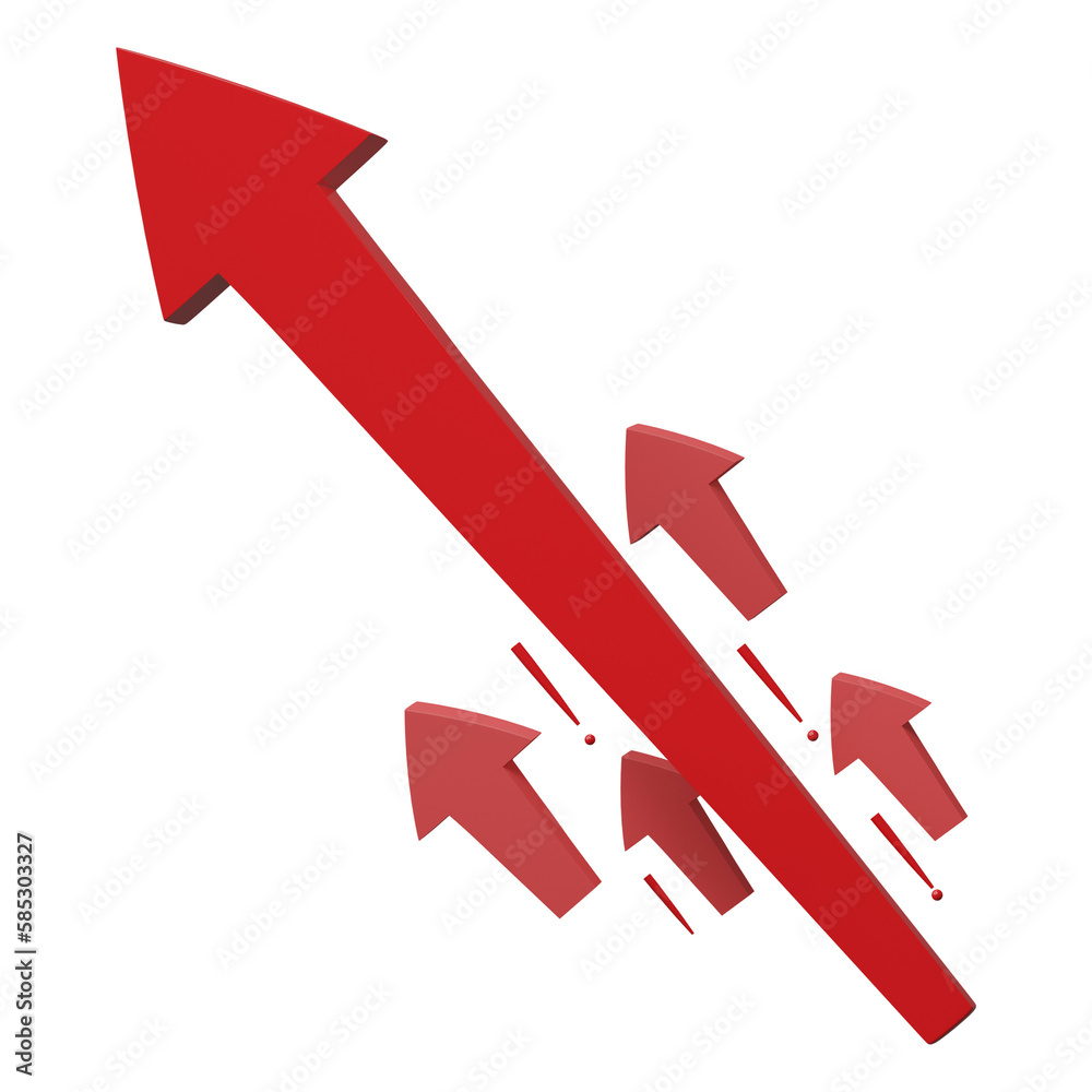 3D Business chart arrow economy financial isolated on transparent background. Success investment strategy concept.
