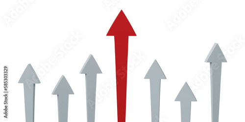 3D Business chart arrow economy financial isolated on transparent background. Success investment strategy concept.