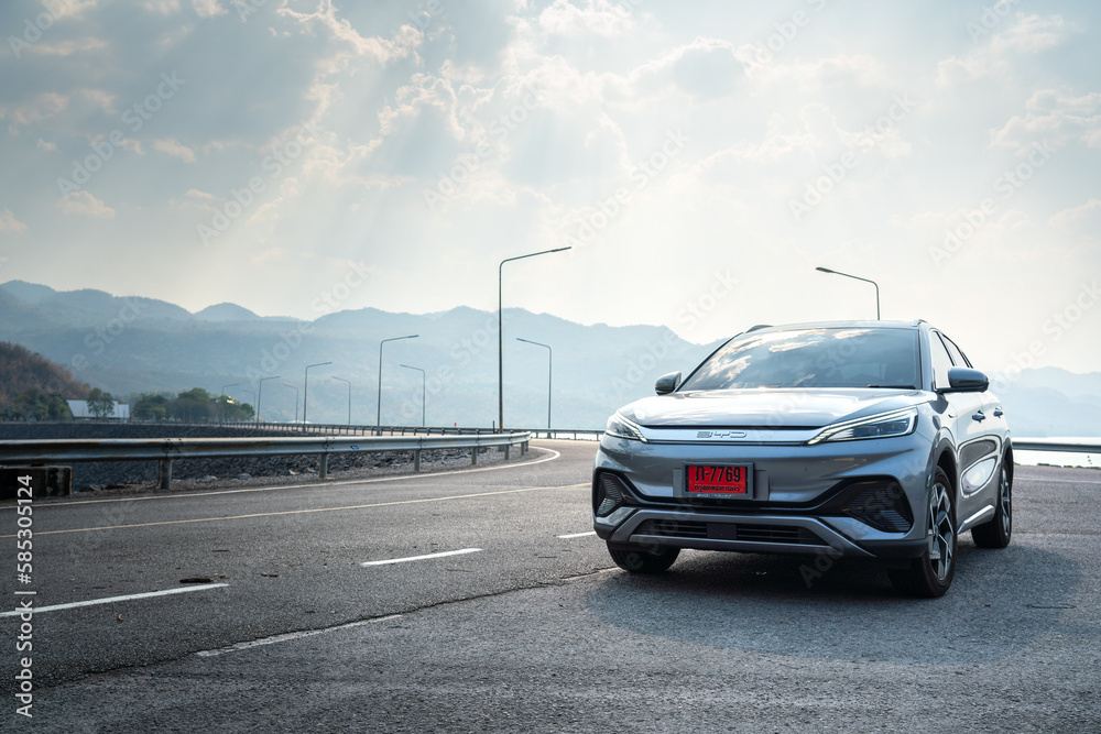 Thailand March 2023 BYD Atto 3, the new famous modern design EV car