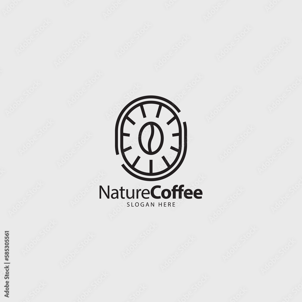 nature coffee bean logo with line art style nature coffee bean logo with line art style