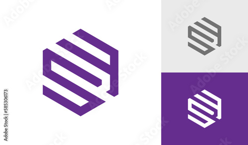 Letter SF initial hexagon monogram logo design vector