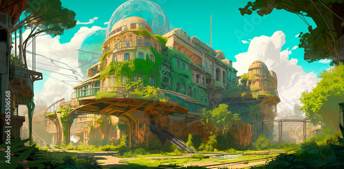 Concept of solarpunk city, ai art
