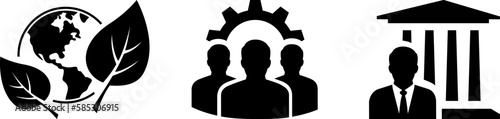 ESG icons as concept of environmental conservation and renewable resources strategy