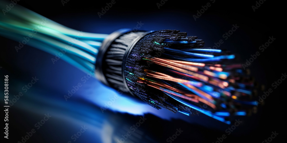 fiber optic cable, technology background Generative AI Stock
