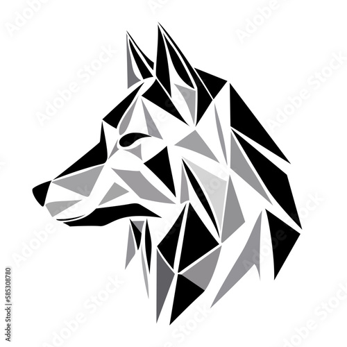 Wolf logo design. Abstract black polygon wolf head. Calm wolf face. Vector illustration