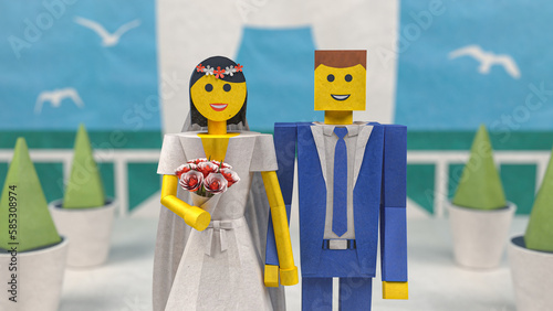 Obraz na plátně Wedding, colored paper style