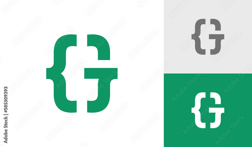 Coding logo design with letter G initial for programmer Coding logo design with letter G initial for programmer