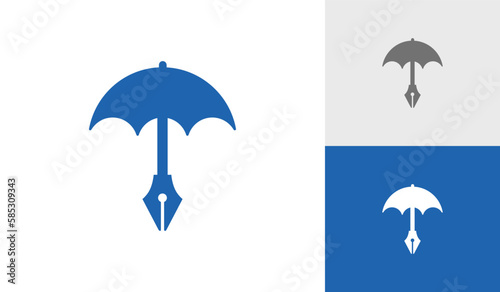 Umbrella with pen logo design for book publisher company