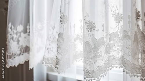 AI art lace curtain illustration レースのカーテンのイラスト