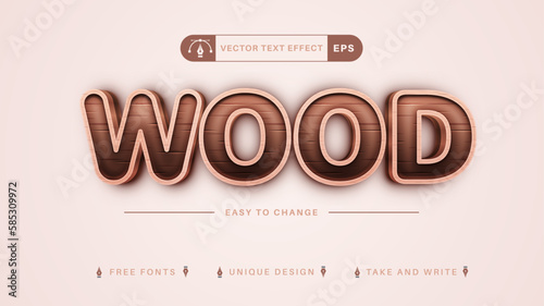 Wood Stroke - Editable Text Effect, Font Style