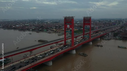 Palembang's Ampera Bridge was taken with a drone photo