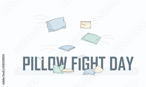 Throwing pillowsю Pillow Battle.  Funny Unofficial Holiday