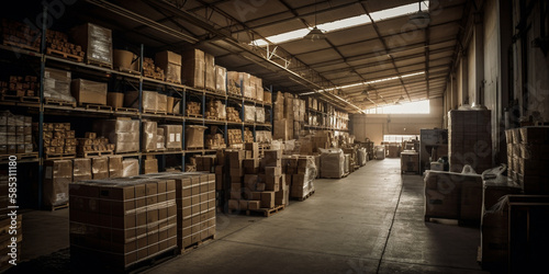 warehouse located inside the factory Generative AI © bahadirbermekphoto