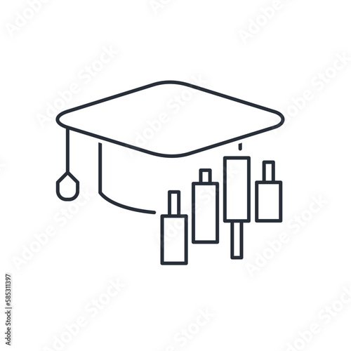 Stock trading training. Vector linear icon isolated on white background.