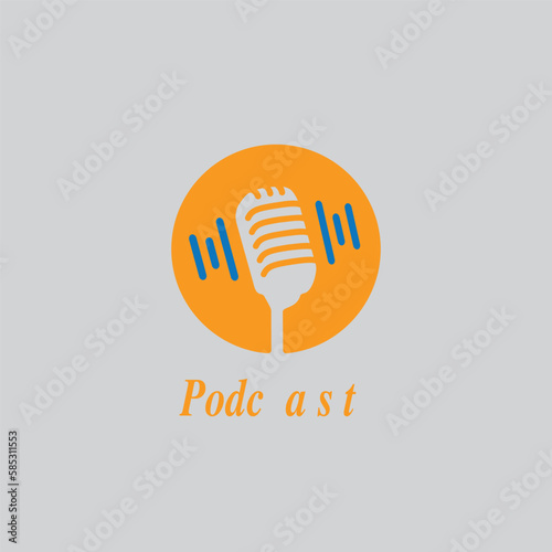 Our first podcast logo template Free Vector