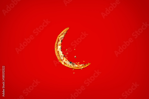Photography Half moon in pizza. Ramadan and restaurant concept.