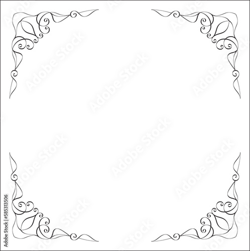 Elegant black and white monochrome ornamental border for greeting cards, banners, invitations. Vector frame for all sizes and formats. Isolated vector illustration.