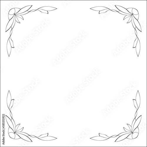 Elegant black and white monochrome ornamental border for greeting cards  banners  invitations. Vector frame for all sizes and formats. Isolated vector illustration.