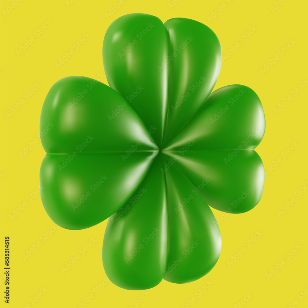 Green clover isolated on colorful background. 3d cartoon vivid illustration in realistic minimal style. Bright modern vector graphic element. Lucky symbol or icon. Green clover isolated on colorful background. 3d cartoon vivid illustration in realistic minimal style. Bright modern vector graphic element. Lucky symbol or icon.