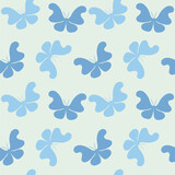 White background with blue butterflies. Decorative seamless pattern for wrapping paper, wallpaper, textile, greeting cards and invitations.